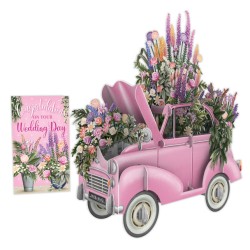 Biglietto 3D Pop-Up Flower Car Wedding Day