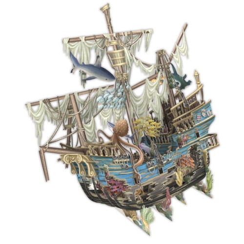 Biglietto 3D Pop-Up Galeone