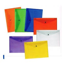 Busta con bottone formato A6 in ppl in plastica colorata trasparente colori assortiti