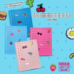 Maxi Quaderno A4 Spiralato PPL con 5 Pins Quadretto piccolo 4mm Tinta Unita Clik Spring