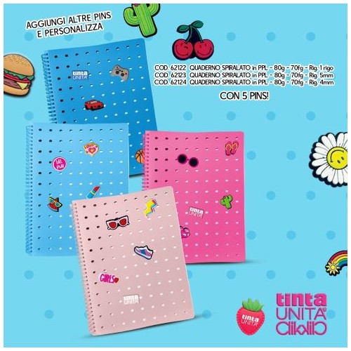 Maxi Quaderno A4 Spiralato PPL con 5 Pins Rigo...