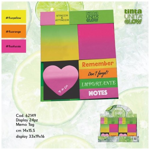 Set Memo Tag Notes Adesivi Tinta Unita Glow Spring