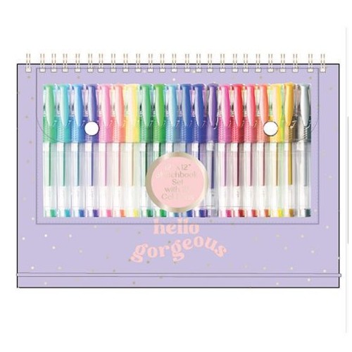 SKETCHBOOK CON 25 PENNE GEL PER DISEGNARE E...