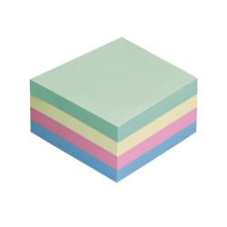 Cubo biglietti autoadesivi removibili 75x75mm confezione da 400 fogli colori assortiti tenue
