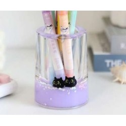 Portapenne Liquid Pencil Holder I-Total - Viola con Gatto Nero