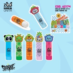 Colla stick 21gr tappo 3D Fruit Collection Tinta Unita Zoo modelli assortiti