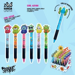 Penna cancellabile Twist inchiostro blu Fruit Collection Tinta Unita Zoo modelli assortiti