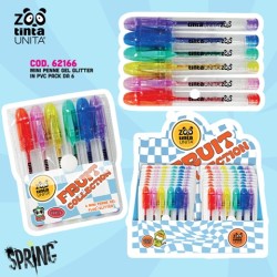 Set 6 mini Penne gel glitter Fruit Collection Tinta Unita Zoo