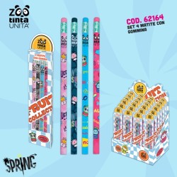 Set 4 matite Hb con gommino Fruit Collection Tinta Unita Zoo Spring