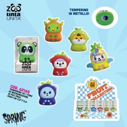Temperino sagomato 3D 1 foro Fruit Collection Tinta Unita Zoo modelli assortiti