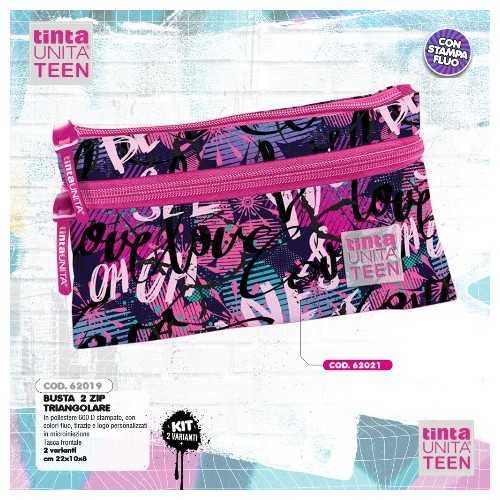 Astuccio Bustone 2 zip triangolare Oh oh Fucsia...