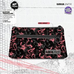 Astuccio Bustone 2 zip triangolare Star arancione e nero Tinta Unita Fantasy