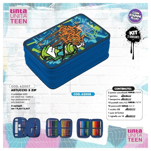 Astuccio Triplo Street Tinta Unita Teen
