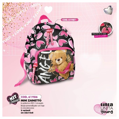 Mini Zaino Angel Orsetto con arco Luxury Tinta...