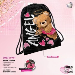 Sacca sakky bag Angel cuori glitter Tinta Unita Young