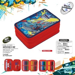 Astuccio Triplo Tinta Unita Young Shark