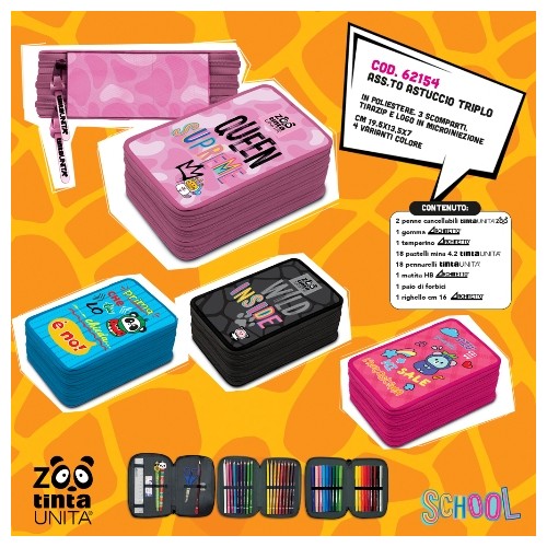 Astuccio Triplo Tinta Unita Zoo