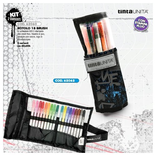 Rotolo 18 Brush Pen Graffiti Nero e Blu Tinta...