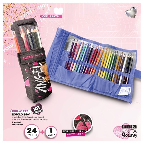 Rotolo Tinta Unita Young 24 Pastelli + 1 Matita...