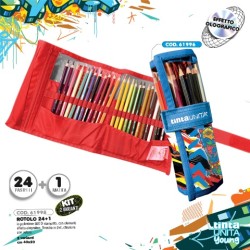 Rotolo Tinta Unita Young 24 Pastelli + 1 Matita Dino