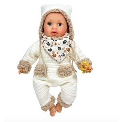 Piccolo Alex con Vestito Panna con Inserti Beige Nines d'Onil