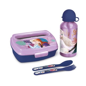 Kit Frozen portamerenda con posate + borraccia 400ml