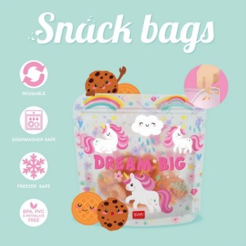 Set di 3 Buste per Alimenti - Snack Bags - Unicorno