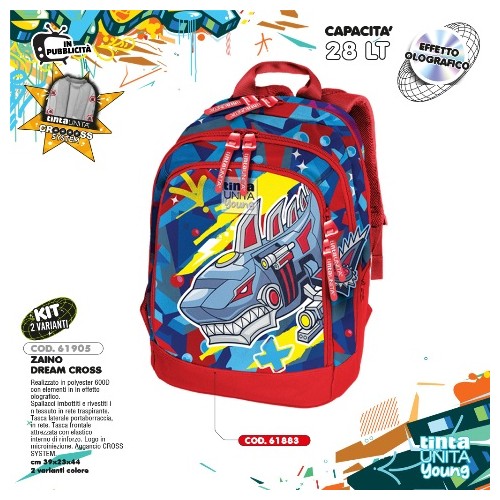 Zaino Dream Cross Shark Squalo Tinta Unita Young