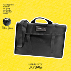 Valigetta in tessuto con tracolla colore nero Tinta Unita SkyBag 37x27x8cm