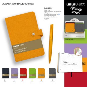 Agenda datata 2026 giornaliera 11x16,5 cm con penna