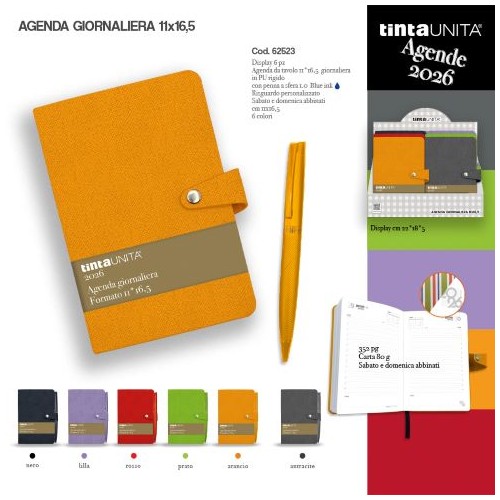 Agenda datata 2026 giornaliera 11x16,5 cm con...