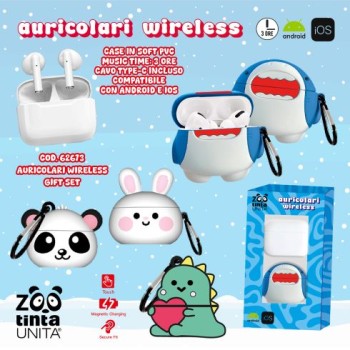 Auricolari Wireless Tinta Unita Zoo con custodia in silicone