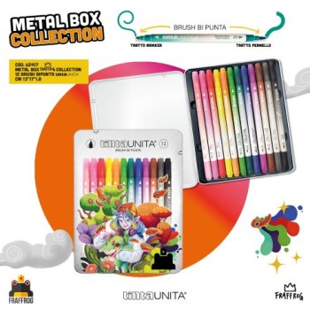 Brush Bi Punta Tinta Unita Fraffrog confezione di latta...