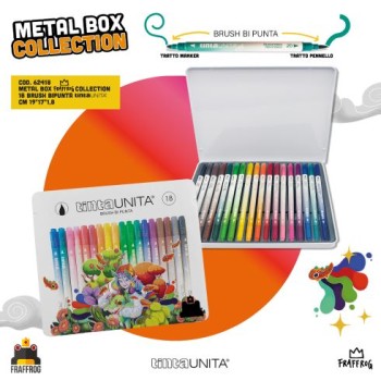 Brush Bi Punta Tinta Unita Fraffrog confezione di latta...