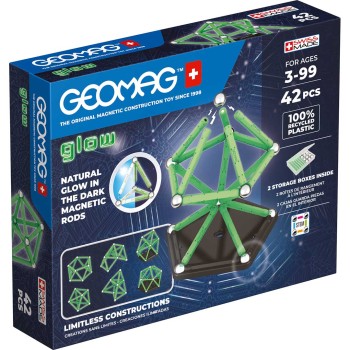 Costruzioni magnetiche Geomag Glow Recycled 42 pezzi