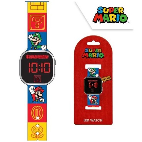 Orologio da polso Led Super Mario cinturino blu
