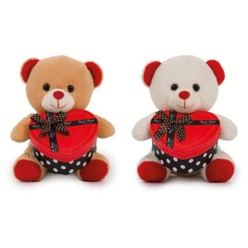 Peluche orsetto 20cm con scatola cuore colori...