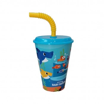 Bicchiere con cannuccia baby shark