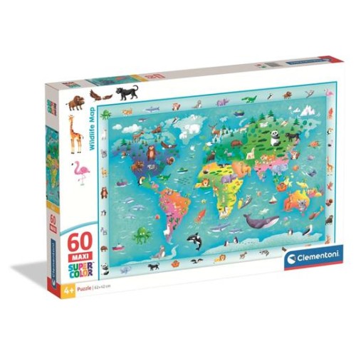 Puzzle Wildlife Map 60 pezzi