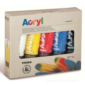 Tubetti tempera acrilica 75ml confezione da 5 pezzi