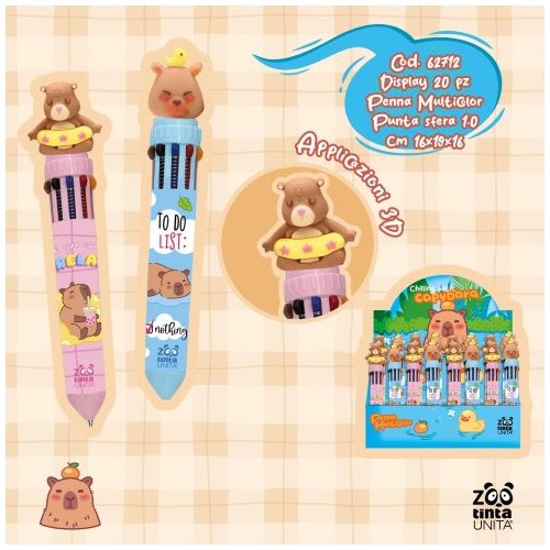 Penna 10 colori Capibara Tinta Unita Zoo
