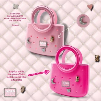 Borsa anni 80 in Eva con 4 pins effetto metal