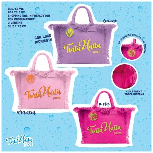 Borsa Shopping Bag con profumatore in PVC Tinta...