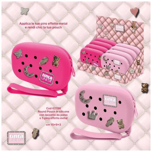 Pouch Round Pochette in silicone con laccetto e...