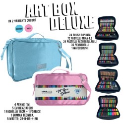 Deluxe Art Box Tinta Unita 72 Pastelli, 24 Pastelli Acquerellabili, 24 Brush Bipunta, 36 Pennarelli, 1 Waterbrush, 4 Penne, 5 e