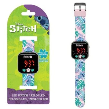 Orologio da polso Led Stitch e Angel cinturino rosa