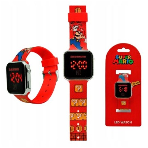 Orologio da polso Led Super Mario cinturino rosso