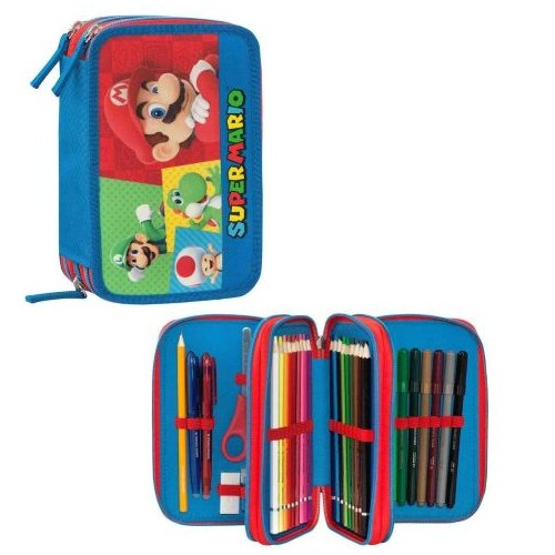 ASTUCCIO PORTACOLORI 3 ZIP SUPERMARIO