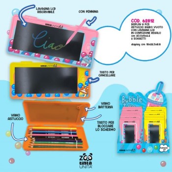 Astuccio rigido con lavagna LCD Tinta Unita Zoo Bubble Tea