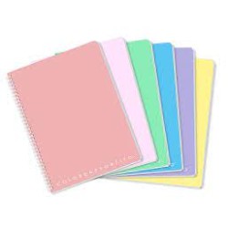 Maxi Quaderno A4 spiralato ppl 1R con fori tonalità pastel colori assortiti